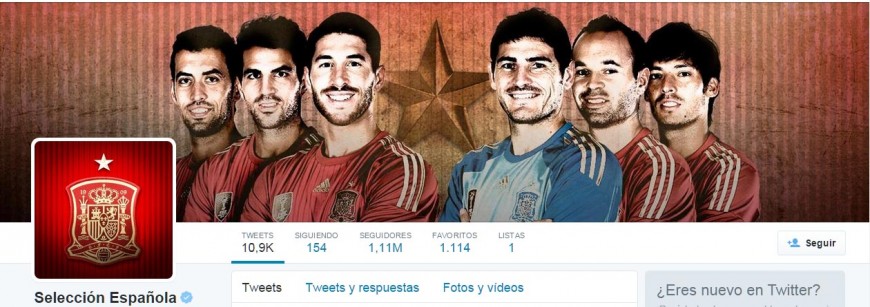 En la portada de Twitter de la selección española, solo aparecen los hombres