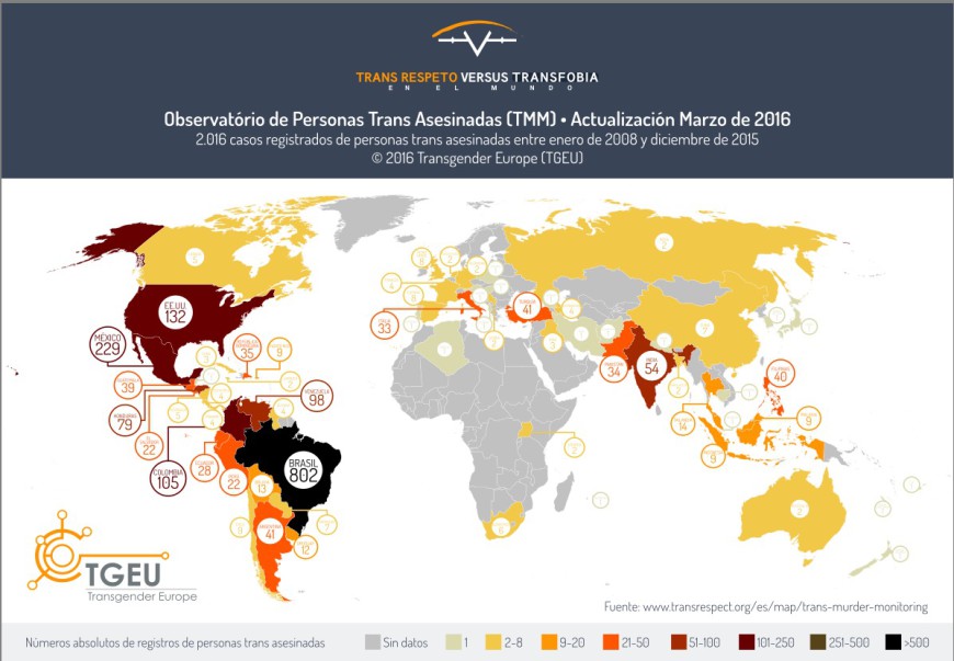 Mapa de las personas trans asesinadas