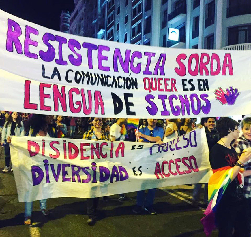 Bloque sordo en la manifiestación del Orgullo Crítico de 2017. Foto: Mónica Rodríguez Varela