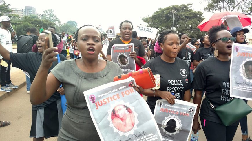 Manifestantes contra el feminicidio el pasado 30 de junio en Kampala./ Foto tomada del Facebook de Women’s Protest Working Group