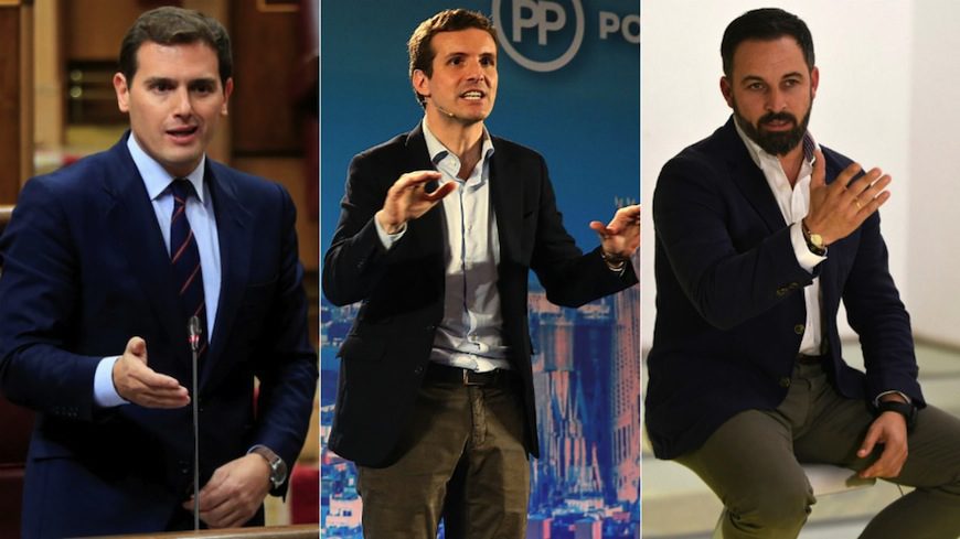 El trío de moda: Albert Rivera, Pablo Casado y Santiago Abascal.