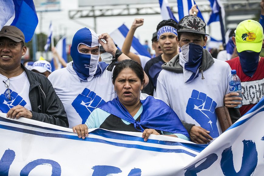 Francisca Ramírez en la marcha 'Juntos Somos un Volcán' el pasado julio en Managua./ <a href="https://www.flickr.com/photos/mejiaperalta/" target="_blank" rel="noopener noreferrer">Jorge Mejía Peralta</a>