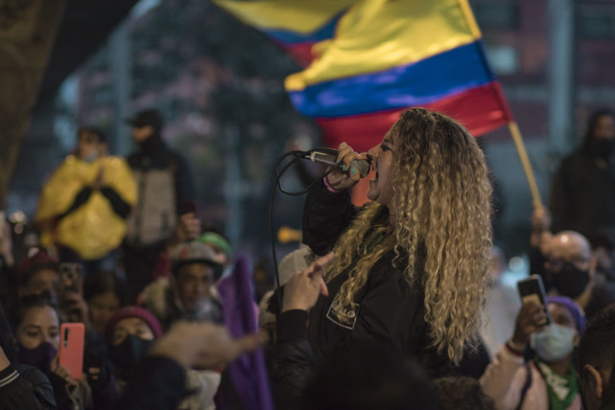 Lucía Vargas Salinas, en una de las protestas. La imagen ha sido cedida para esta entrevista.