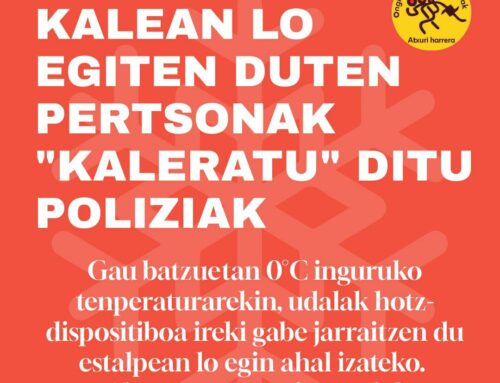 Hotz-bolada betean, kalean lo egiten duten pertsonak “kaleratu” ditu poliziak